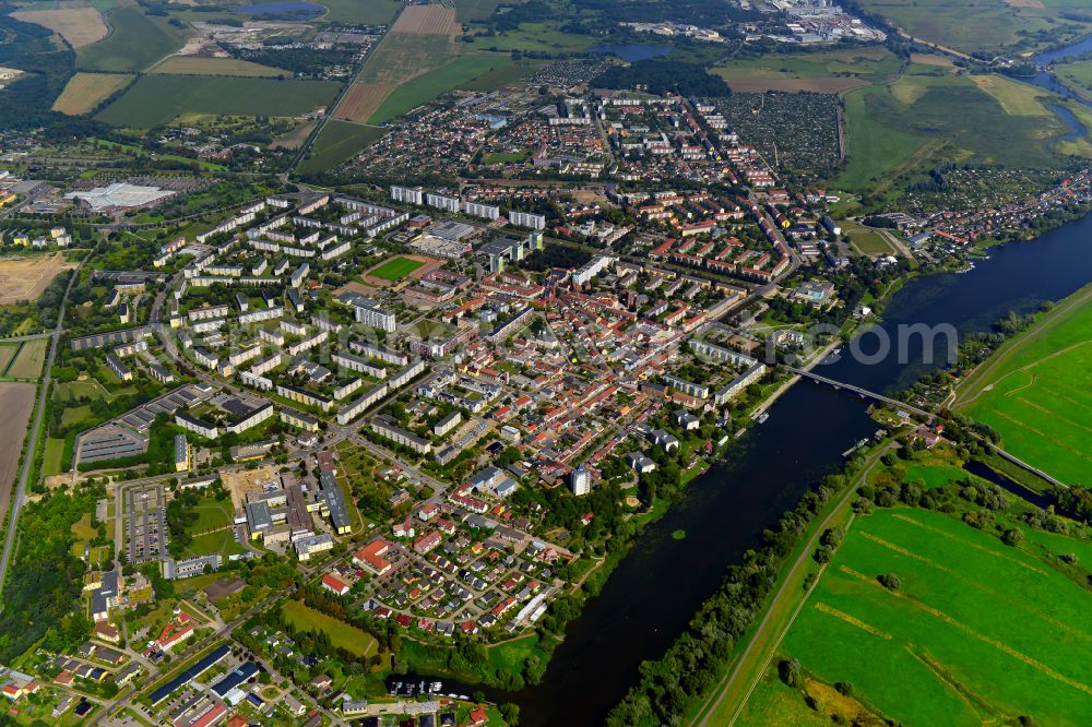 Aerial image Schwedt/Oder - Old Town area and city center in Schwedt/Oder in the Uckermark in the state Brandenburg, Germany