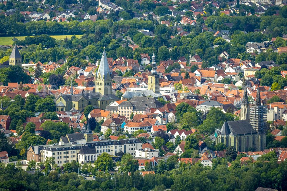 Soest from the bird's eye view: Old Town area and city center in Soest in the state North Rhine-Westphalia, Germany