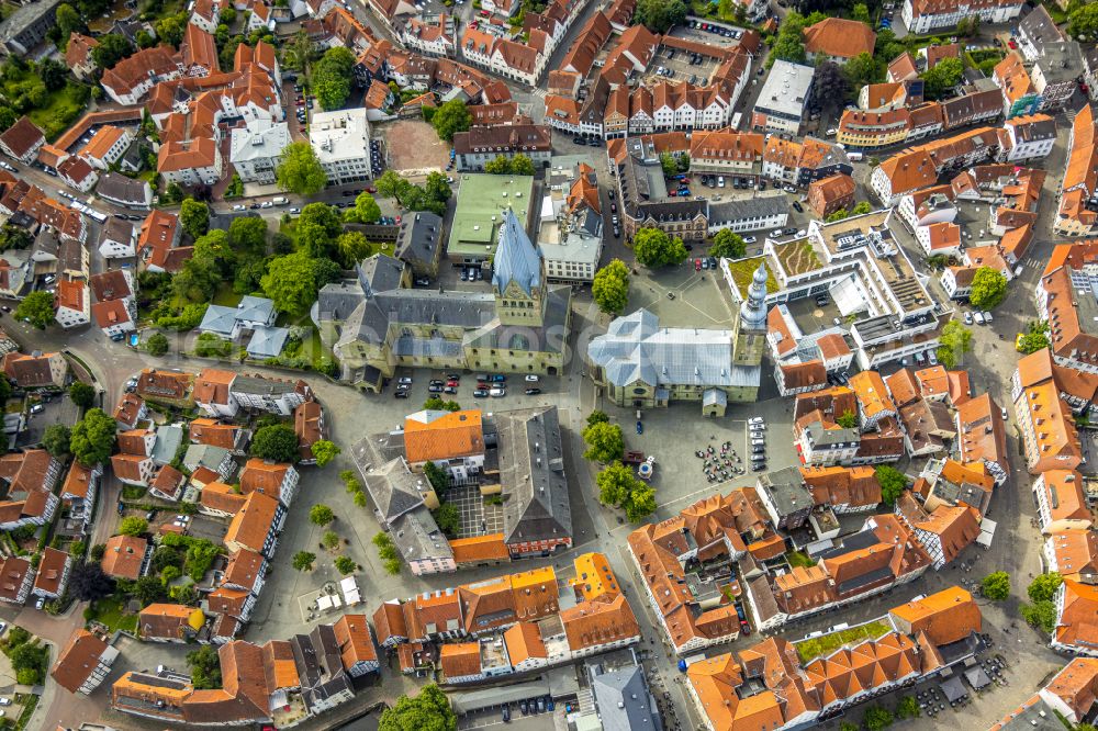 Soest from the bird's eye view: Old Town area and city center in Soest in the state North Rhine-Westphalia, Germany