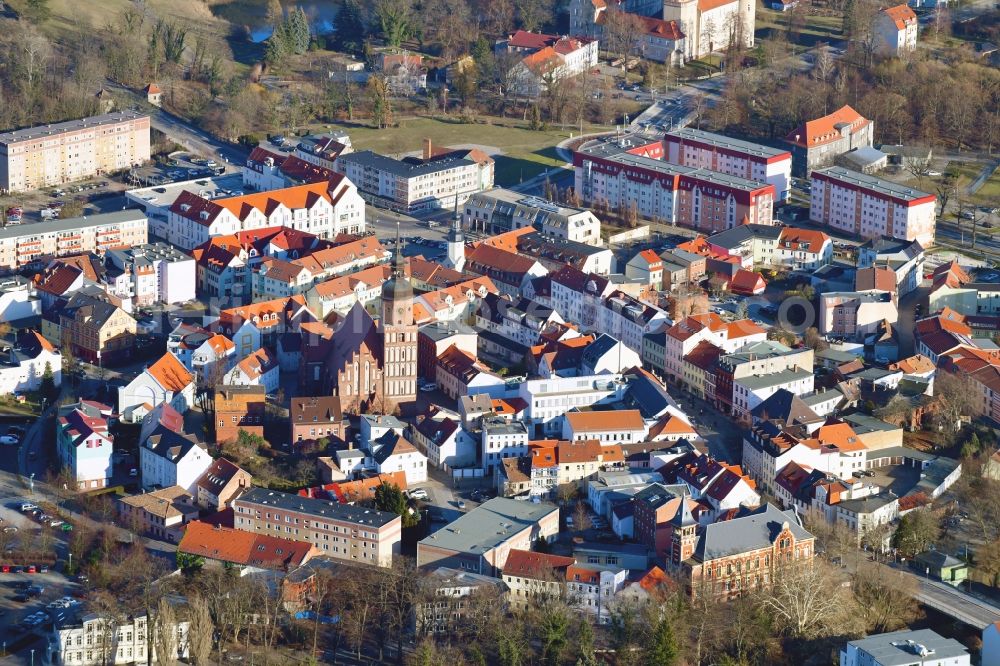 Spremberg from the bird's eye view: Old Town area and city center in Spremberg in the state Brandenburg, Germany