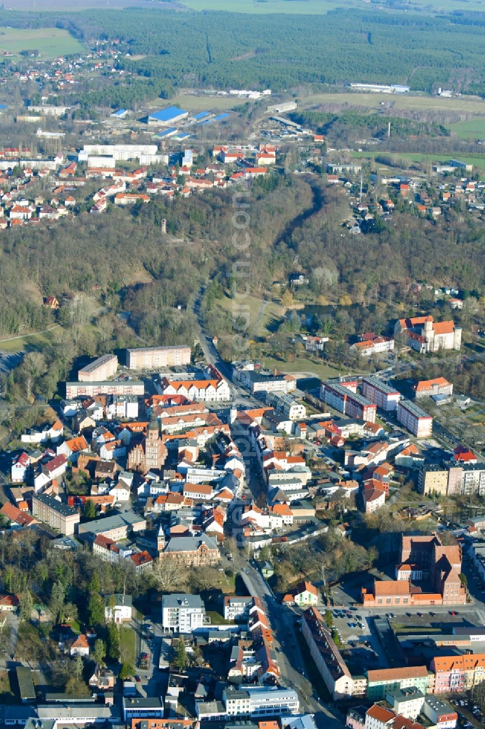 Aerial photograph Spremberg - Old Town area and city center in Spremberg in the state Brandenburg, Germany