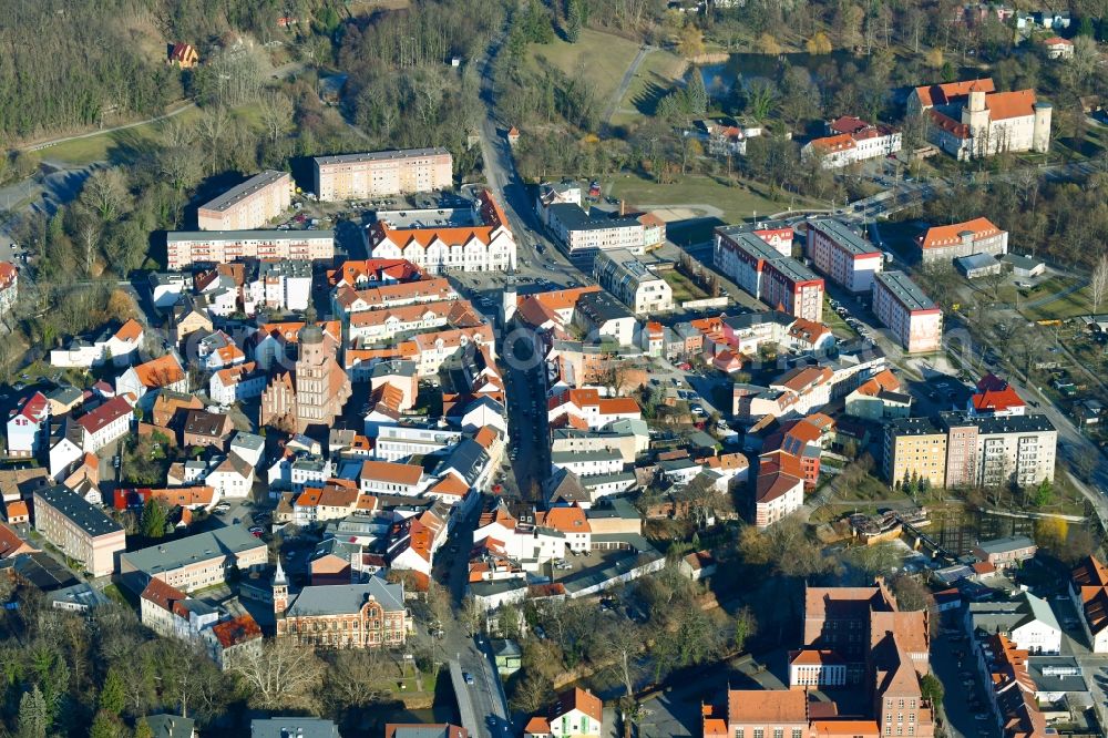 Spremberg from above - Old Town area and city center in Spremberg in the state Brandenburg, Germany