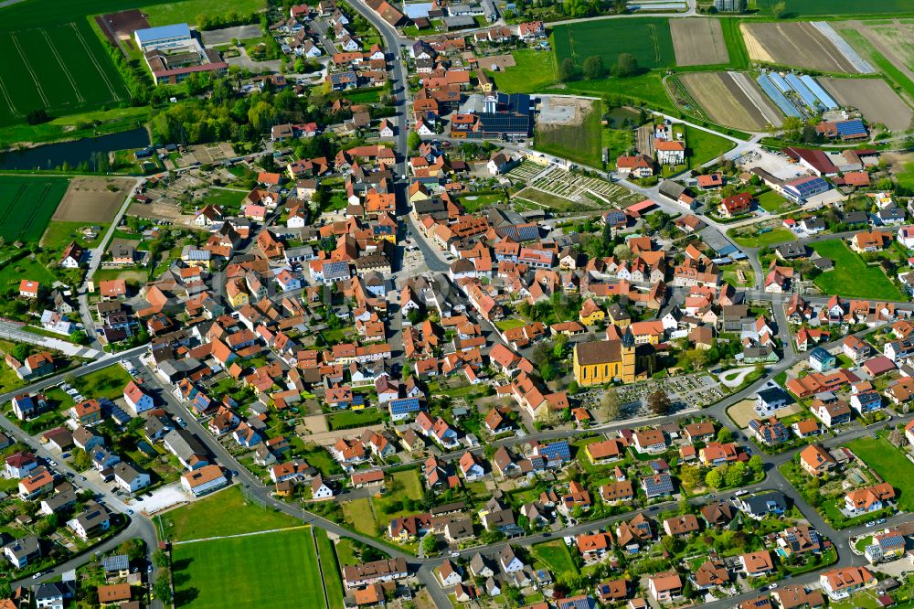 Aerial image Stadtschwarzach - Old Town area and city center in Stadtschwarzach in the state Bavaria, Germany