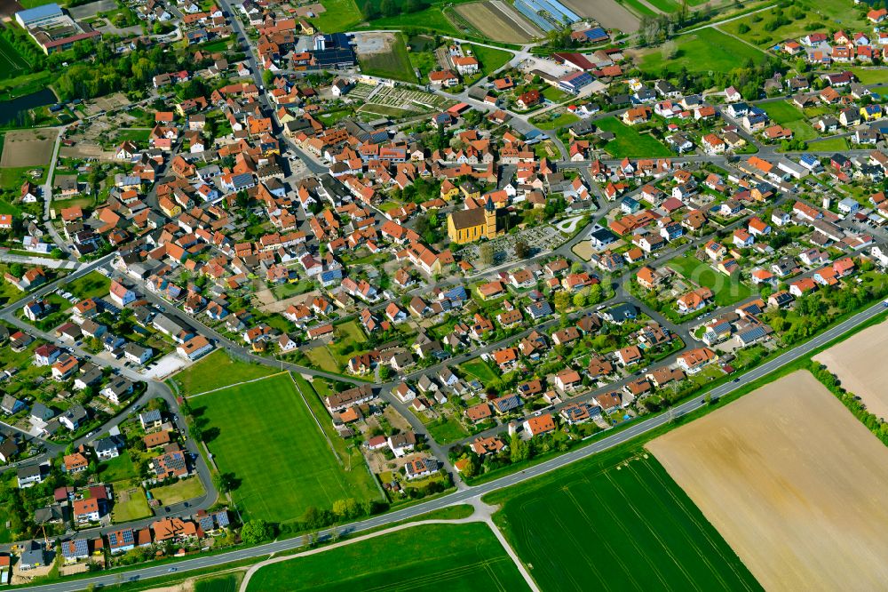 Aerial photograph Stadtschwarzach - Old Town area and city center in Stadtschwarzach in the state Bavaria, Germany