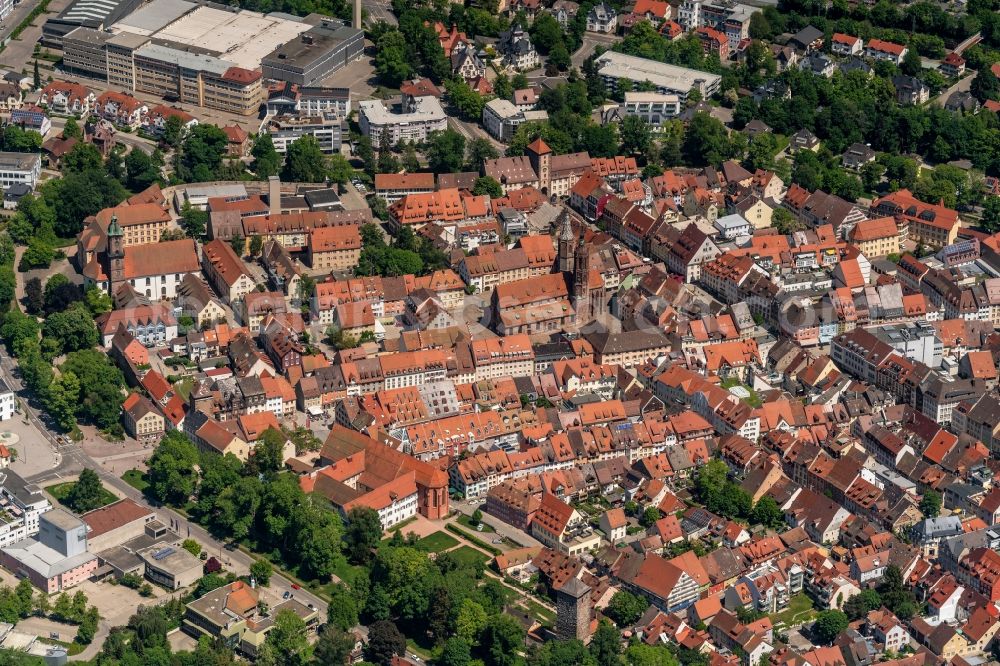 Villingen-Schwenningen from above - Old Town area and city center of the district Villingen in Villingen-Schwenningen in the state Baden-Wuerttemberg, Germany