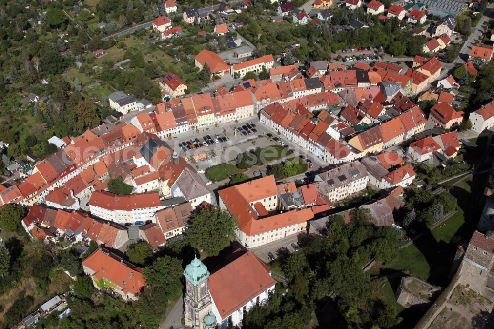 Aerial photograph Stolpen - Old Town area and city center in Stolpen in the state Saxony, Germany