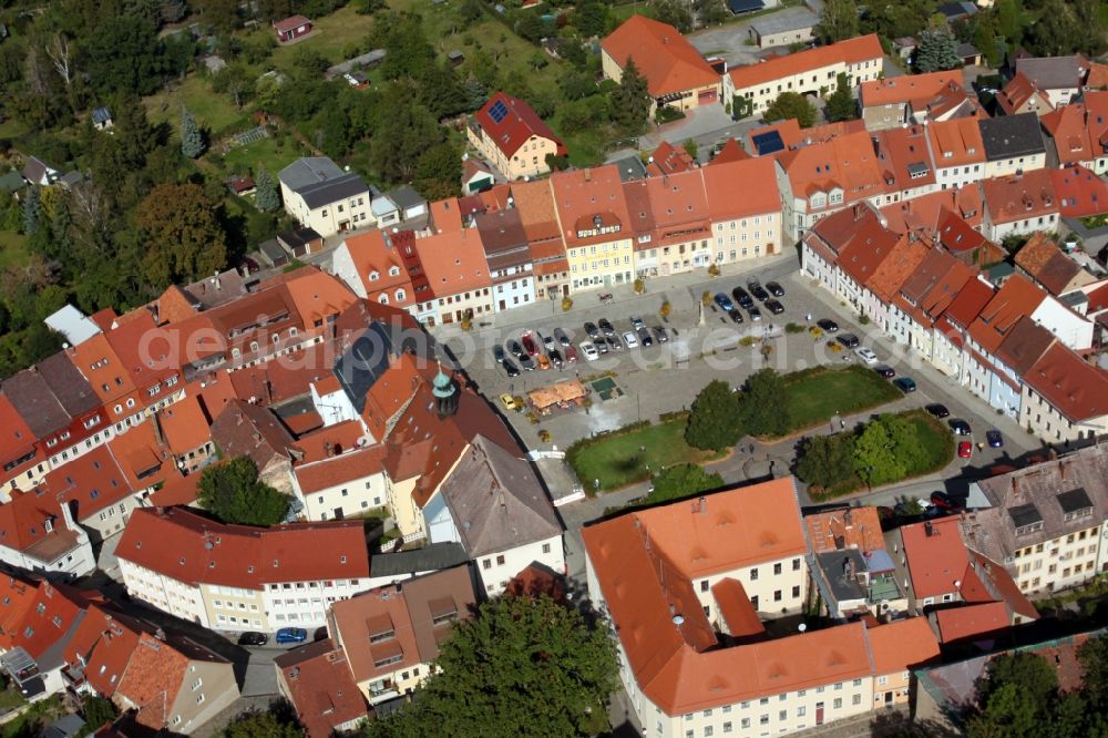 Aerial image Stolpen - Old Town area and city center in Stolpen in the state Saxony, Germany