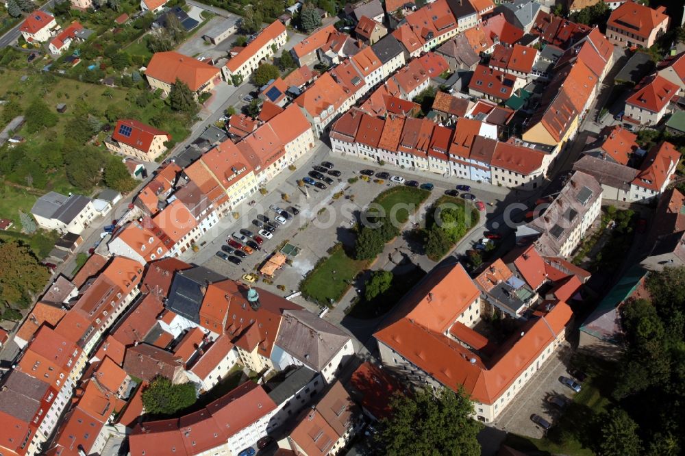 Aerial photograph Stolpen - Old Town area and city center in Stolpen in the state Saxony, Germany