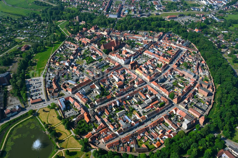 Aerial photograph Sudrowshof - Old Town area and city center in Sudrowshof in the state Brandenburg, Germany