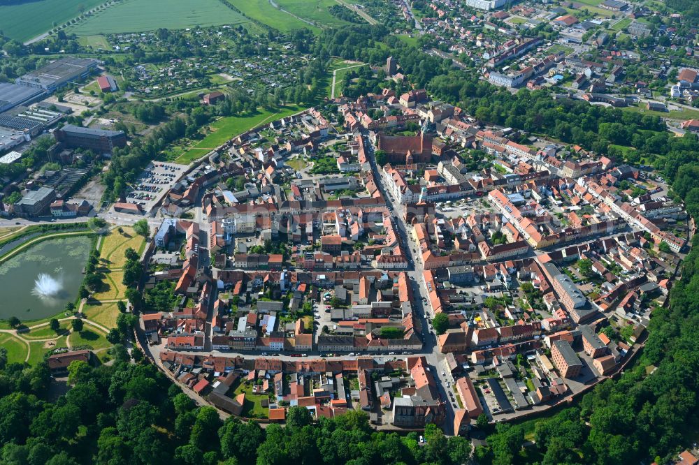 Sudrowshof from the bird's eye view: Old Town area and city center in Sudrowshof in the state Brandenburg, Germany