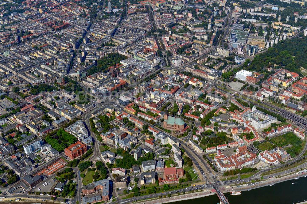 Szczecin from the bird's eye view: Old Town area and city center in Szczecin in Zachodniopomorskie, Poland