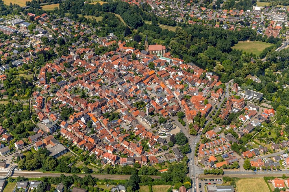 Telgte from above - Old Town area and city center in Telgte in the state North Rhine-Westphalia, Germany