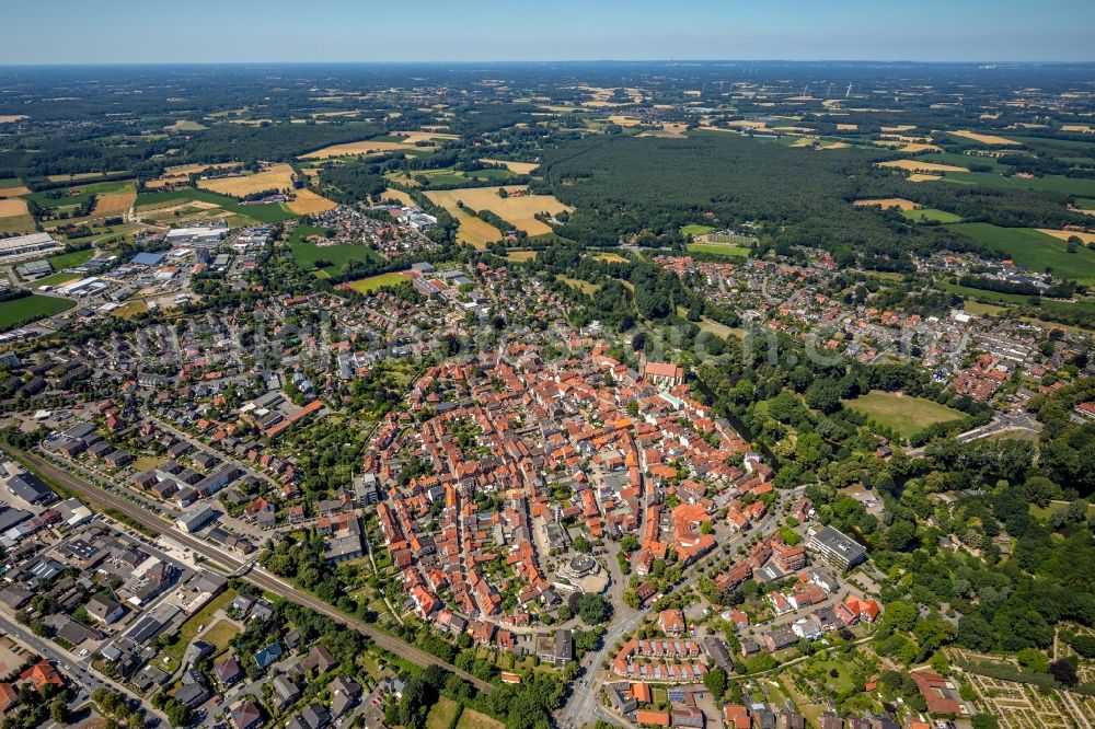 Telgte from the bird's eye view: Old Town area and city center in Telgte in the state North Rhine-Westphalia, Germany