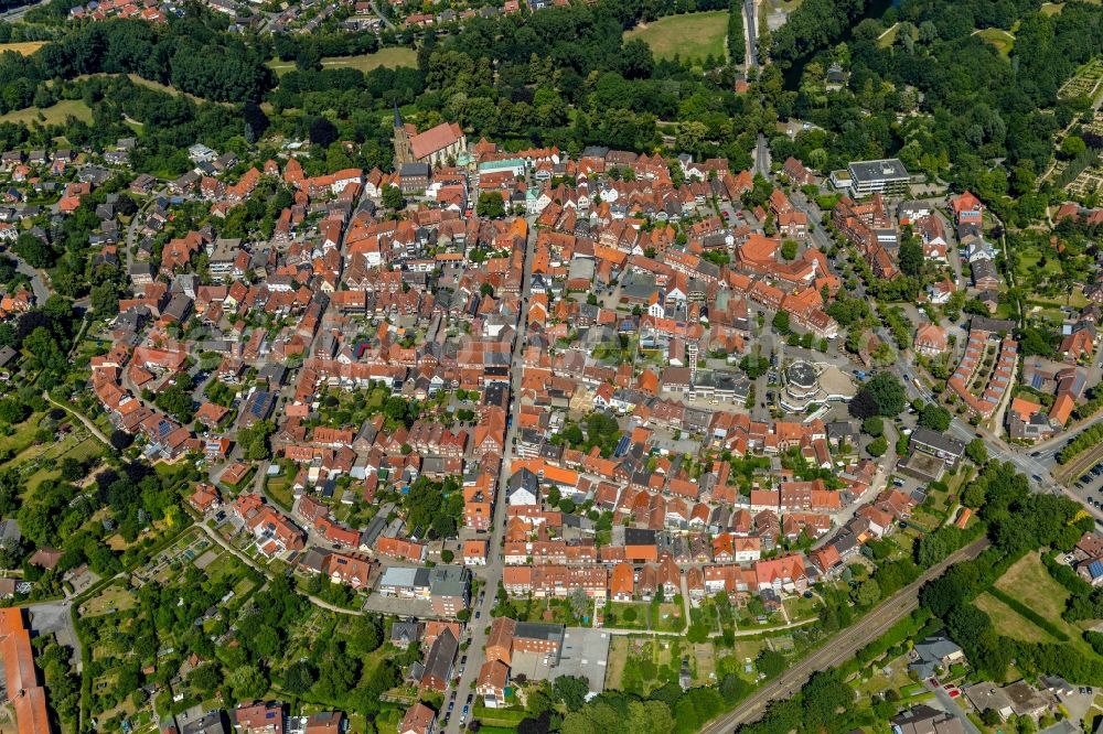 Aerial photograph Telgte - Old Town area and city center in Telgte in the state North Rhine-Westphalia, Germany