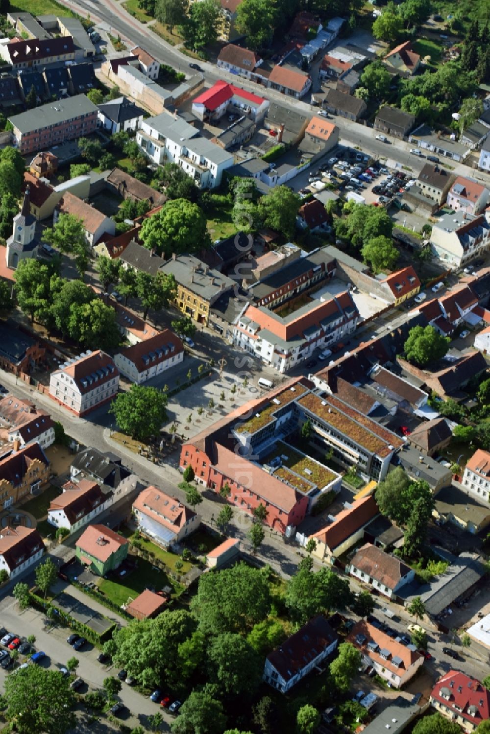 Teltow from above - Old Town area and city center in Teltow in the state Brandenburg, Germany