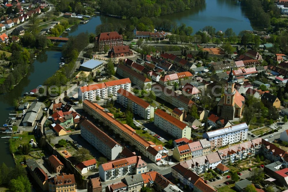 Templin from the bird's eye view: Old Town area and city center in Templin in the state Brandenburg, Germany