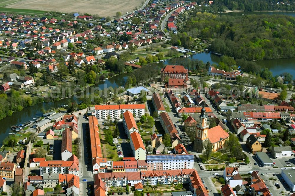 Templin from above - Old Town area and city center in Templin in the state Brandenburg, Germany