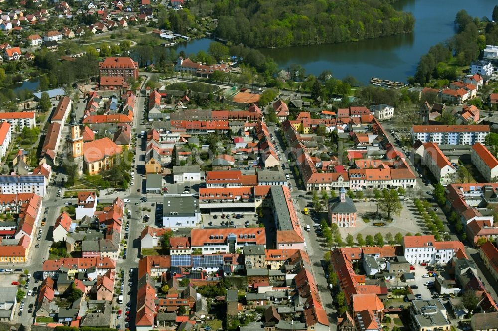 Aerial image Templin - Old Town area and city center in Templin in the state Brandenburg, Germany