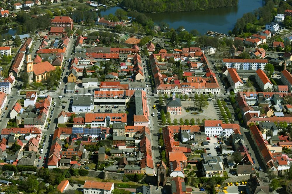 Aerial photograph Templin - Old Town area and city center in Templin in the state Brandenburg, Germany