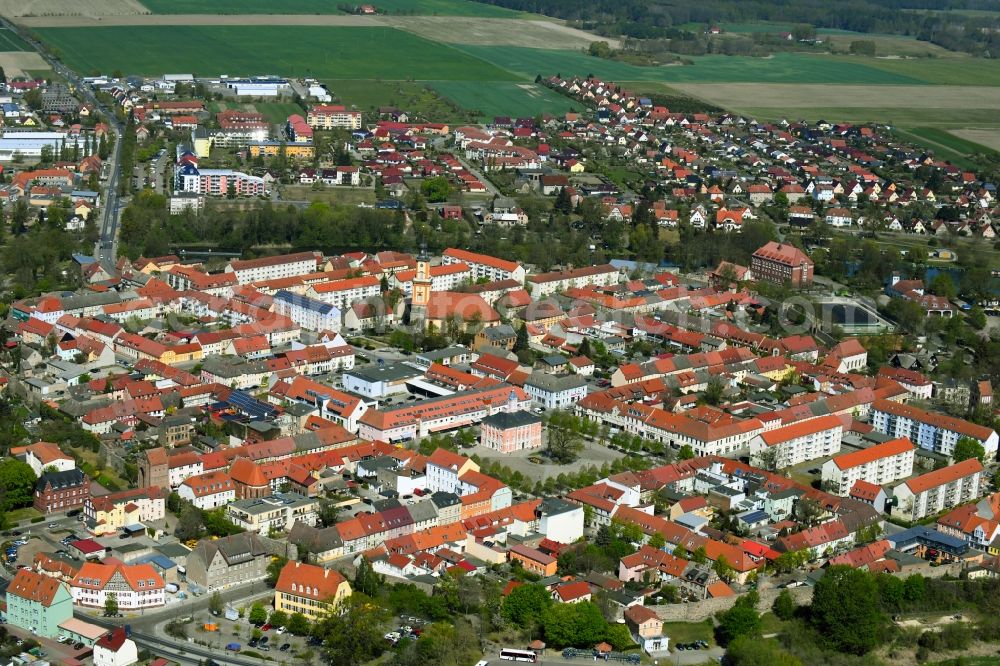 Templin from the bird's eye view: Old Town area and city center in Templin in the state Brandenburg, Germany