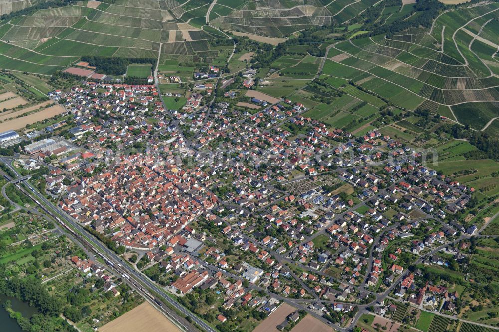 Aerial image Thüngersheim - Old Town area and city center in Thüngersheim in the state Bavaria, Germany