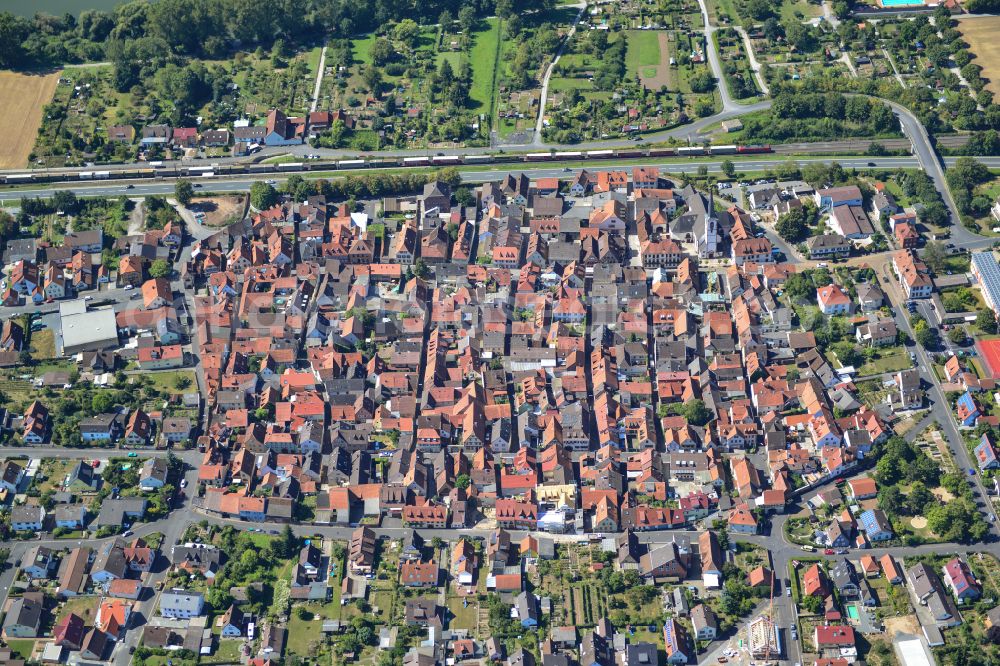 Aerial image Thüngersheim - Old Town area and city center in Thüngersheim in the state Bavaria, Germany