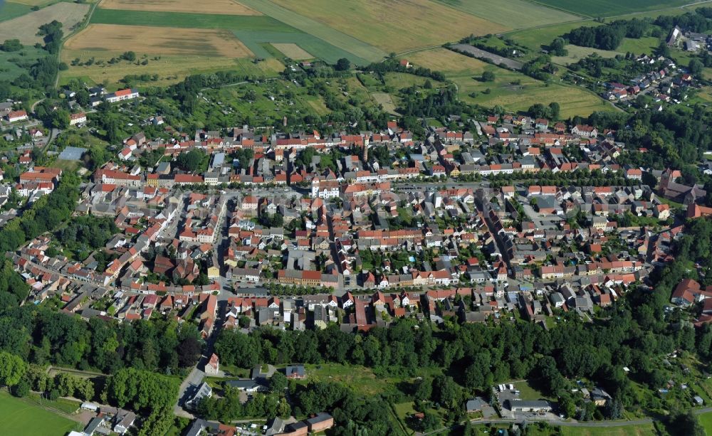 Treuenbrietzen from the bird's eye view: Old Town area and city center in Treuenbrietzen in the state Brandenburg, Germany