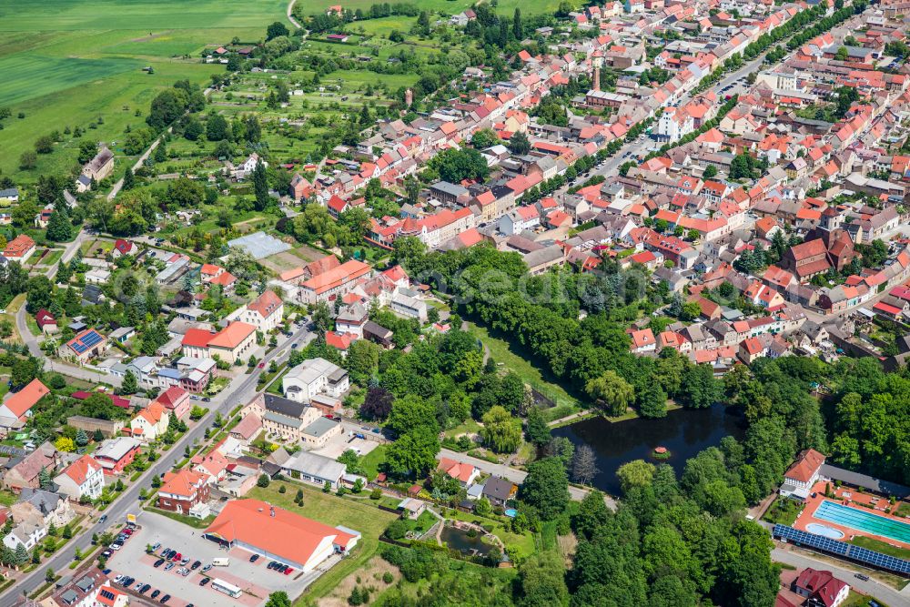 Treuenbrietzen from above - Old Town area and city center in Treuenbrietzen in the state Brandenburg, Germany