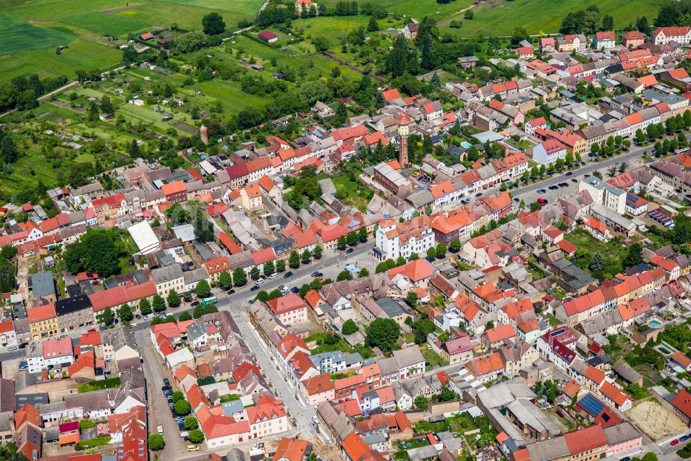 Treuenbrietzen from the bird's eye view: Old Town area and city center in Treuenbrietzen in the state Brandenburg, Germany