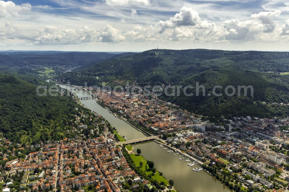 Heidelberg from the bird's eye view: Old Town area and city center in Heidelberg in the state Baden-Wuerttemberg