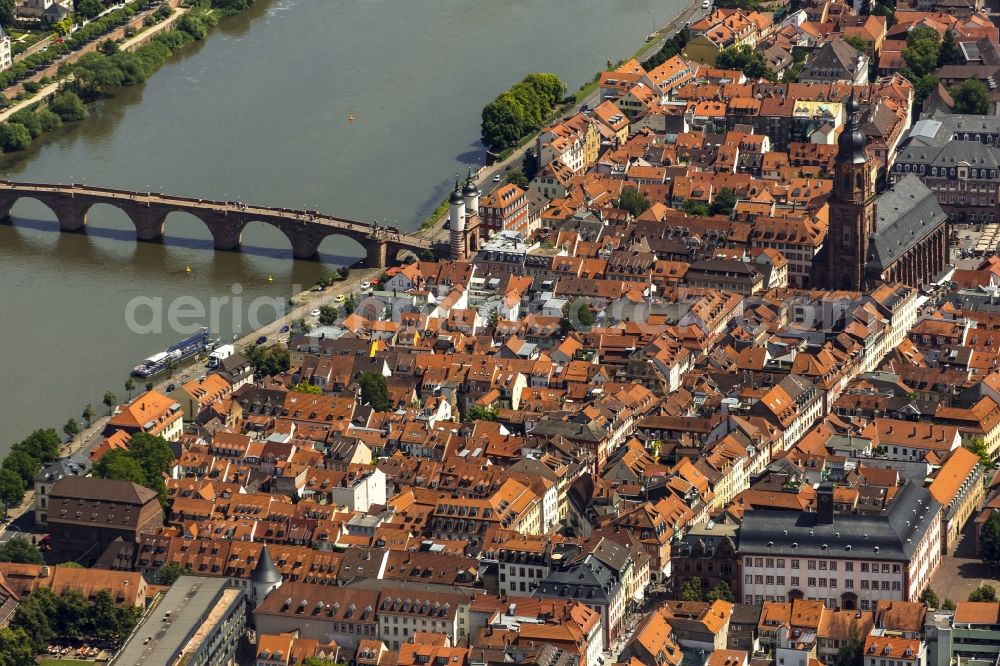 Heidelberg from above - Old Town area and city center in Heidelberg in the state Baden-Wuerttemberg