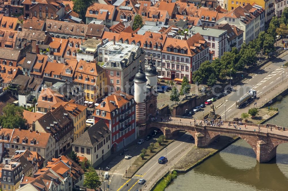 Aerial image Heidelberg - Old Town area and city center in Heidelberg in the state Baden-Wuerttemberg