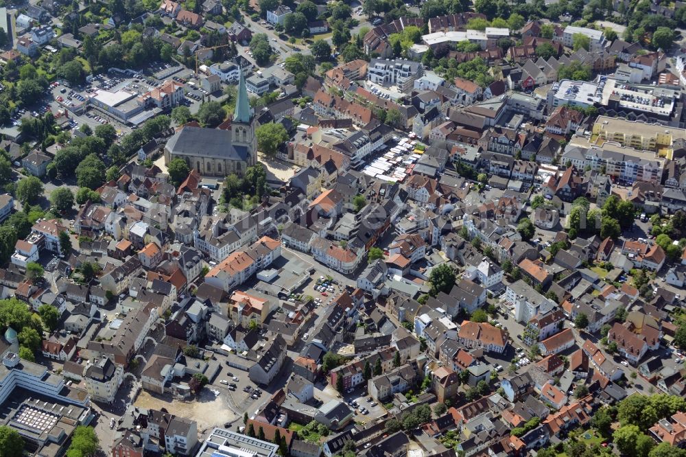 Unna from the bird's eye view: Old Town area and city center in Unna in the state North Rhine-Westphalia