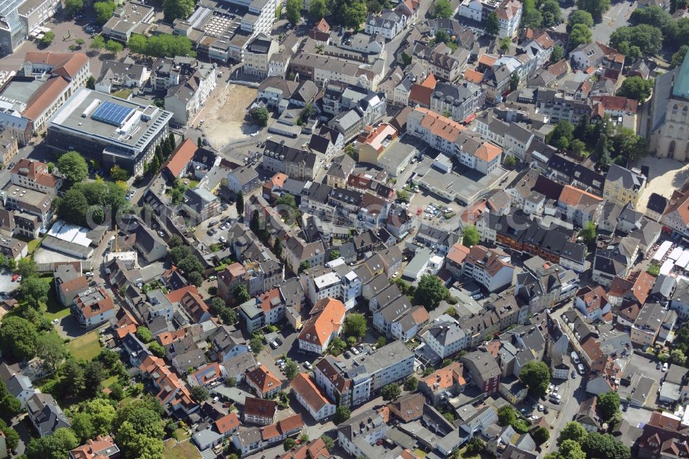 Unna from the bird's eye view: Old Town area and city center in Unna in the state North Rhine-Westphalia