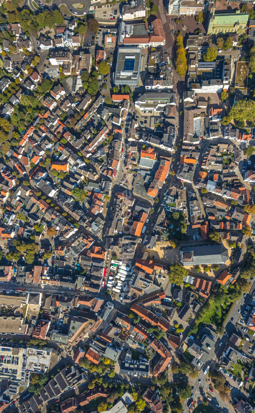 Unna from above - old Town area and city center in Unna at Ruhrgebiet in the state North Rhine-Westphalia, Germany