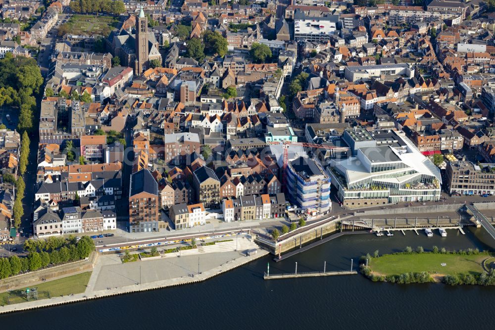 Venlo from above - Old Town area and city center on street Lomstraat in Venlo in Limburg, Netherlands