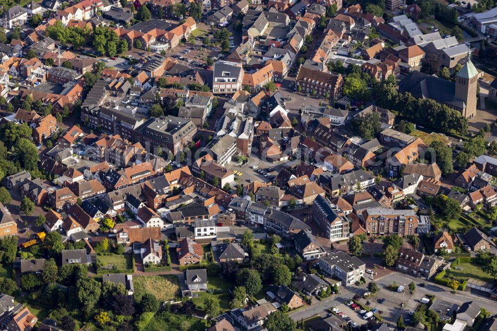 Aerial image Vreden - Old town area and inner city center on the street An`t Lummert in Vreden in the federal state of North Rhine-Westphalia, Germany