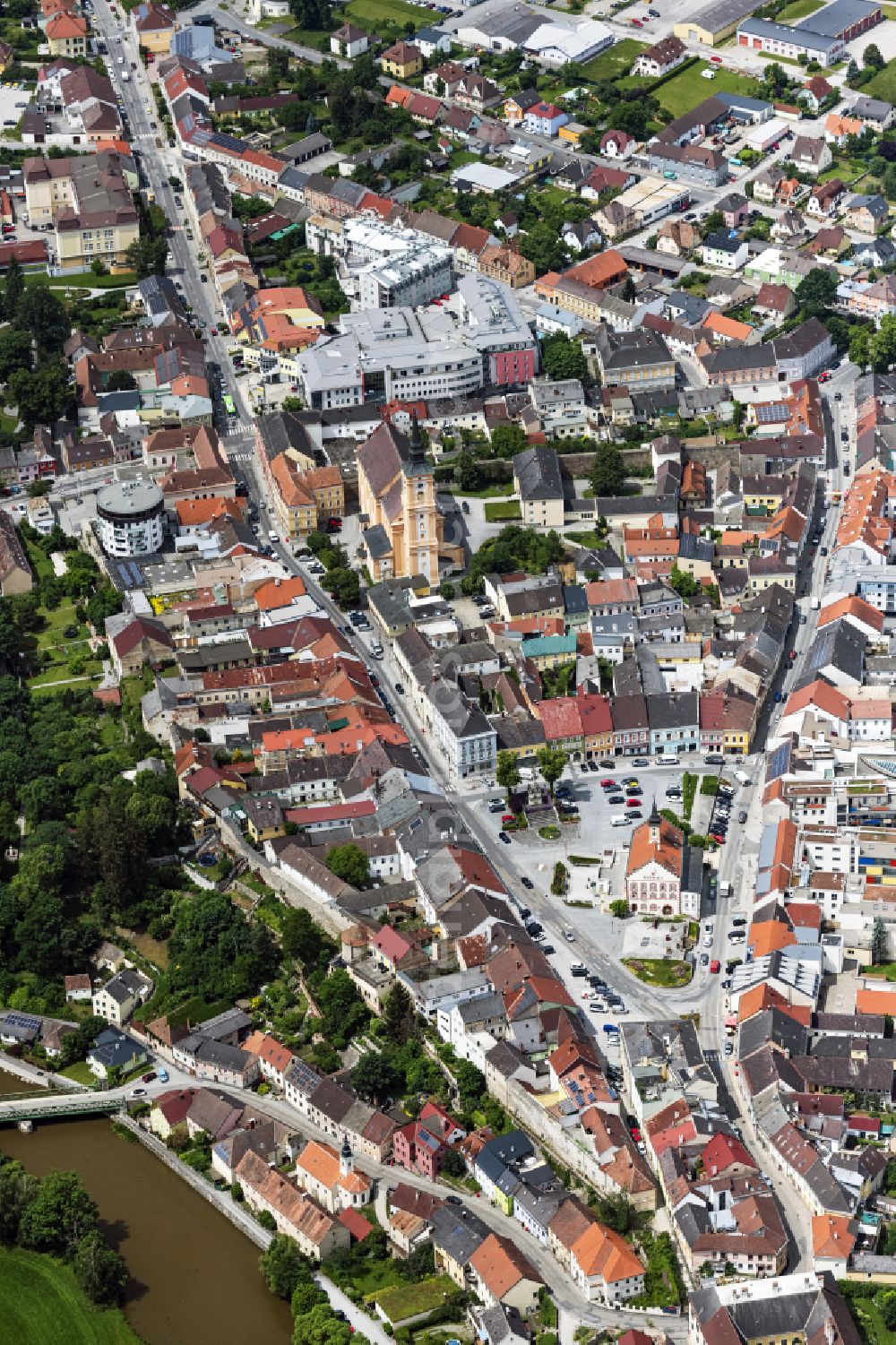 Aerial photograph Waidhofen an der Thaya - Old Town area and city center in Waidhofen an der Thaya in Lower Austria, Austria