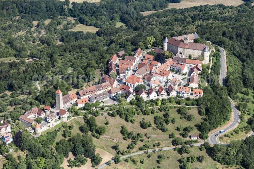 Waldenburg from the bird's eye view: Old Town area and city center in Waldenburg in the state Baden-Wurttemberg, Germany