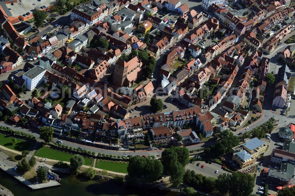 Waren (Müritz) from above - Old Town area and city center in Waren (Mueritz) in the state Mecklenburg - Western Pomerania