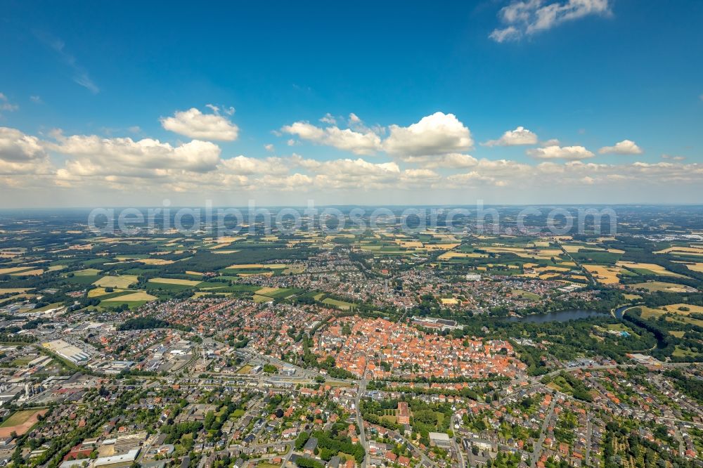 Aerial image Warendorf - Old Town area and city center in Warendorf in the state North Rhine-Westphalia, Germany