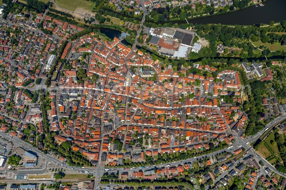 Aerial image Warendorf - Old Town area and city center in Warendorf in the state North Rhine-Westphalia, Germany