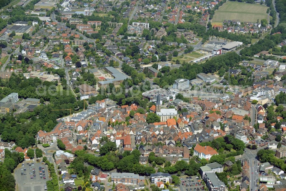 Werne from above - Old Town area and city center in Werne in the state North Rhine-Westphalia