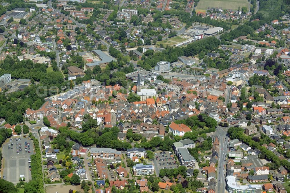 Werne from the bird's eye view: Old Town area and city center in Werne in the state North Rhine-Westphalia