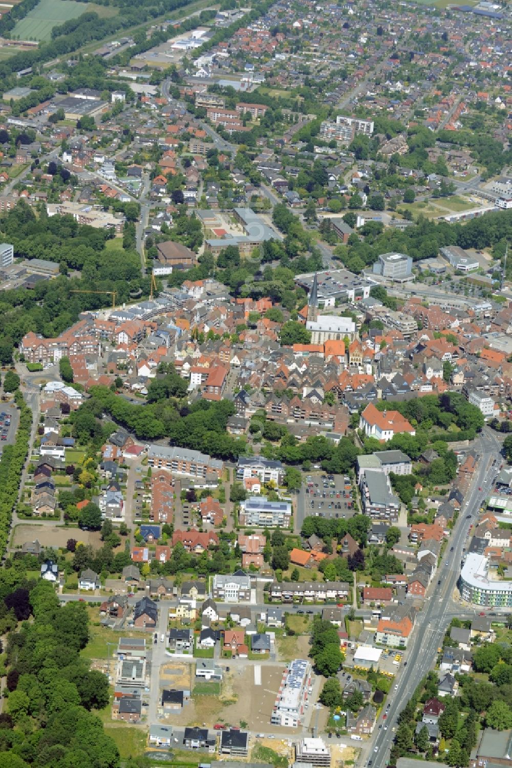 Aerial image Werne - Old Town area and city center in Werne in the state North Rhine-Westphalia