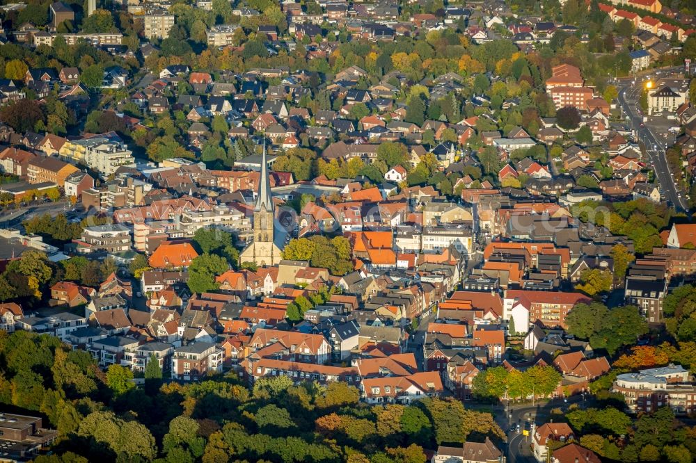 Werne from above - Old Town area and city center in Werne in the state North Rhine-Westphalia