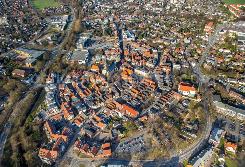 Werne from the bird's eye view: Old Town area and city center in Werne in the state North Rhine-Westphalia