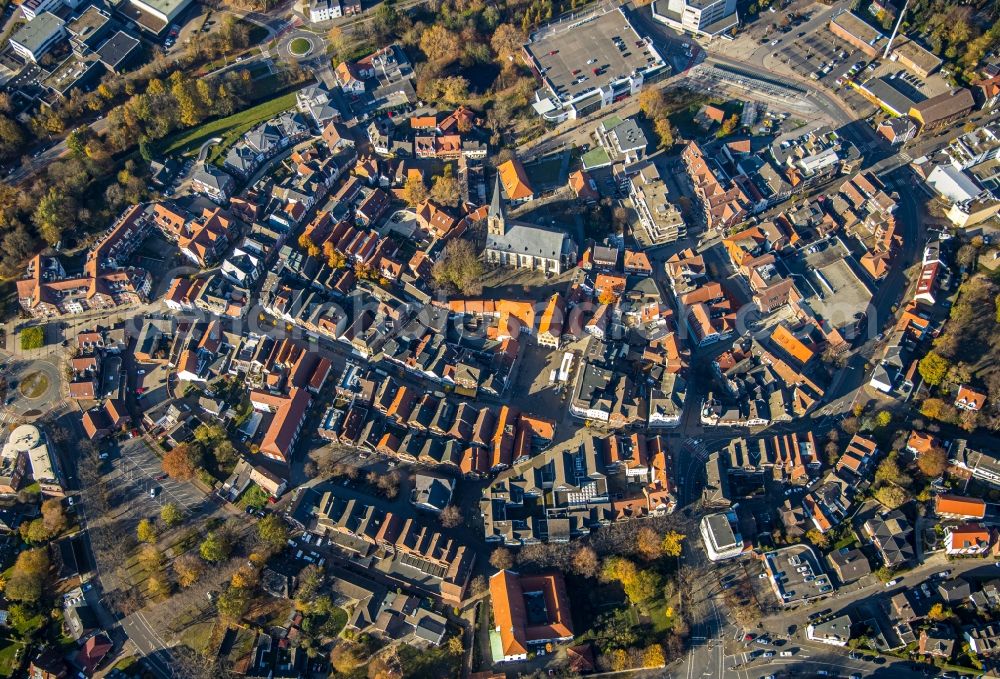 Werne from the bird's eye view: Old Town area and city center in Werne in the state North Rhine-Westphalia, Germany