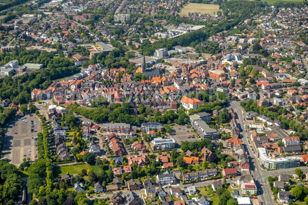 Werne from the bird's eye view: Old Town area and city center in Werne at Ruhrgebiet in the state North Rhine-Westphalia, Germany