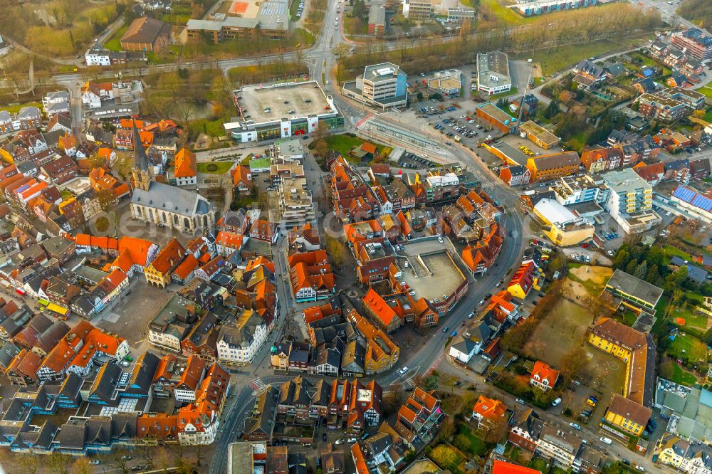 Werne from the bird's eye view: Old Town area and city center in Werne at Ruhrgebiet in the state North Rhine-Westphalia, Germany